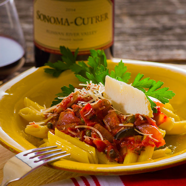 Pasta with Roasted Tomatoes, Capers and Olives