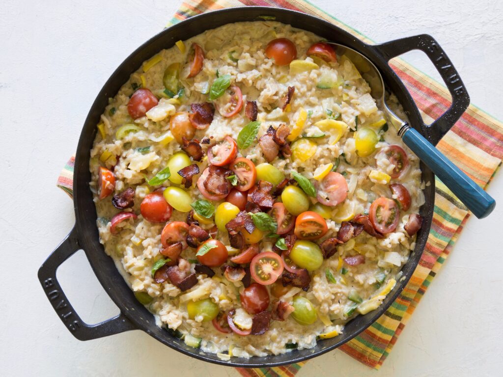 Summer Vegetable Risotto with Bacon