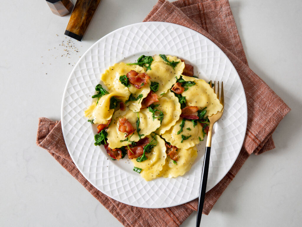 Browned Butter Sausage Ravioli with Arugula