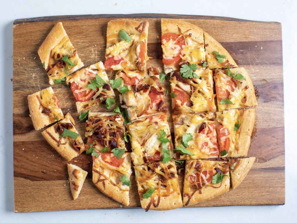 Chicken-Bacon-Smoked Gouda Pizzas
