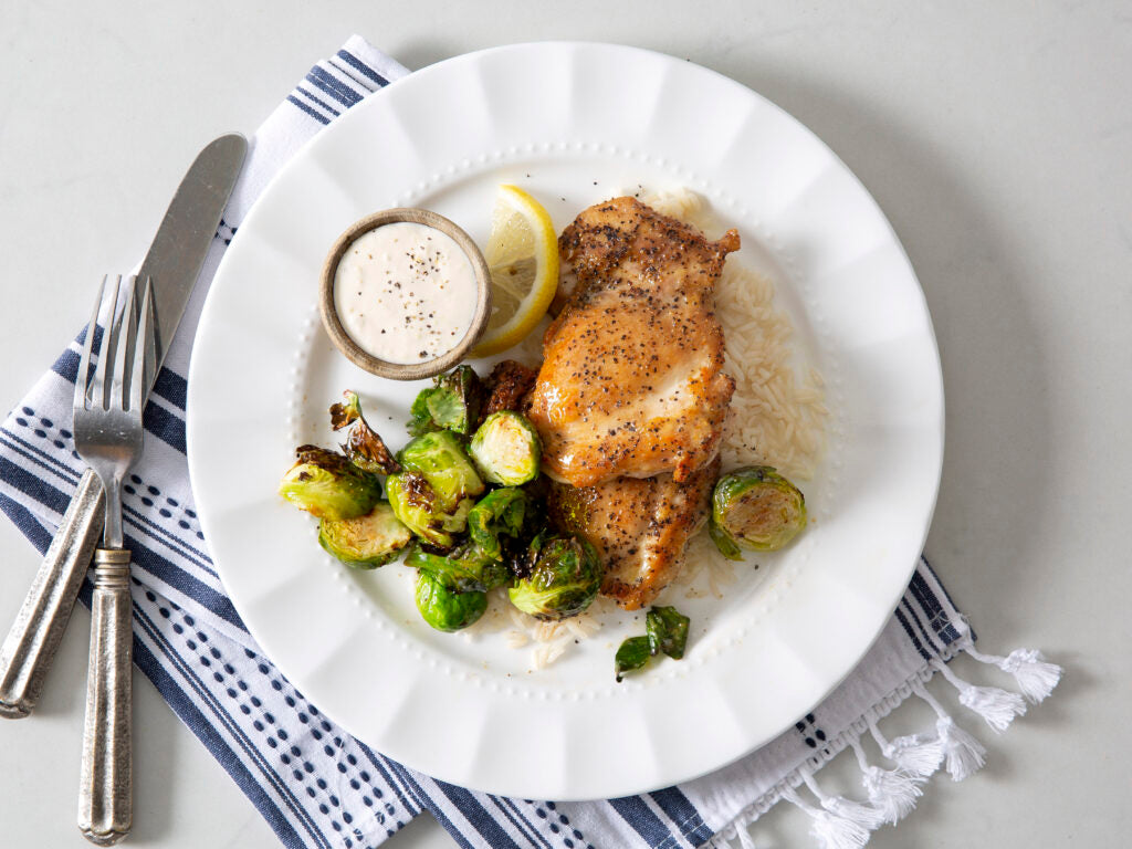 Chicken and Brussels Sprouts with Lemon Sauce