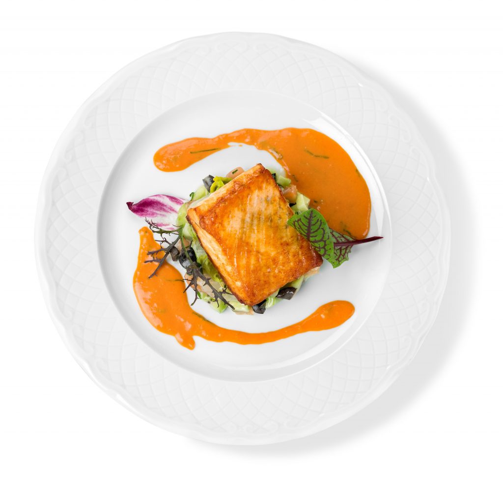 Slow Cooked Salmon with Red Wine Sauce