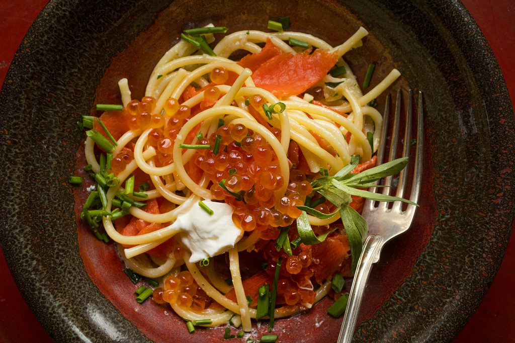 Pasta with Salmon Caviar