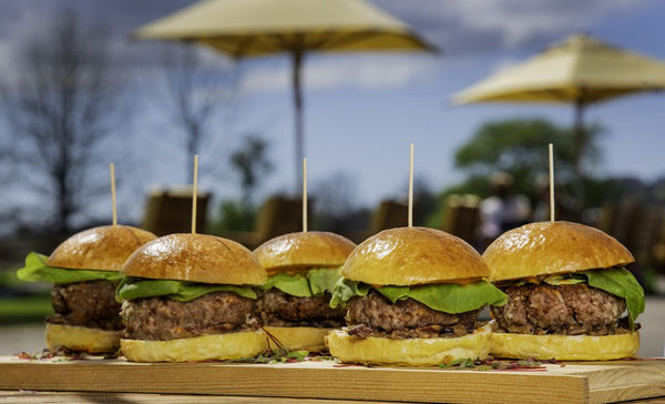 Lamb Burger with Bacon Onion Jam & Aleppo Aioli