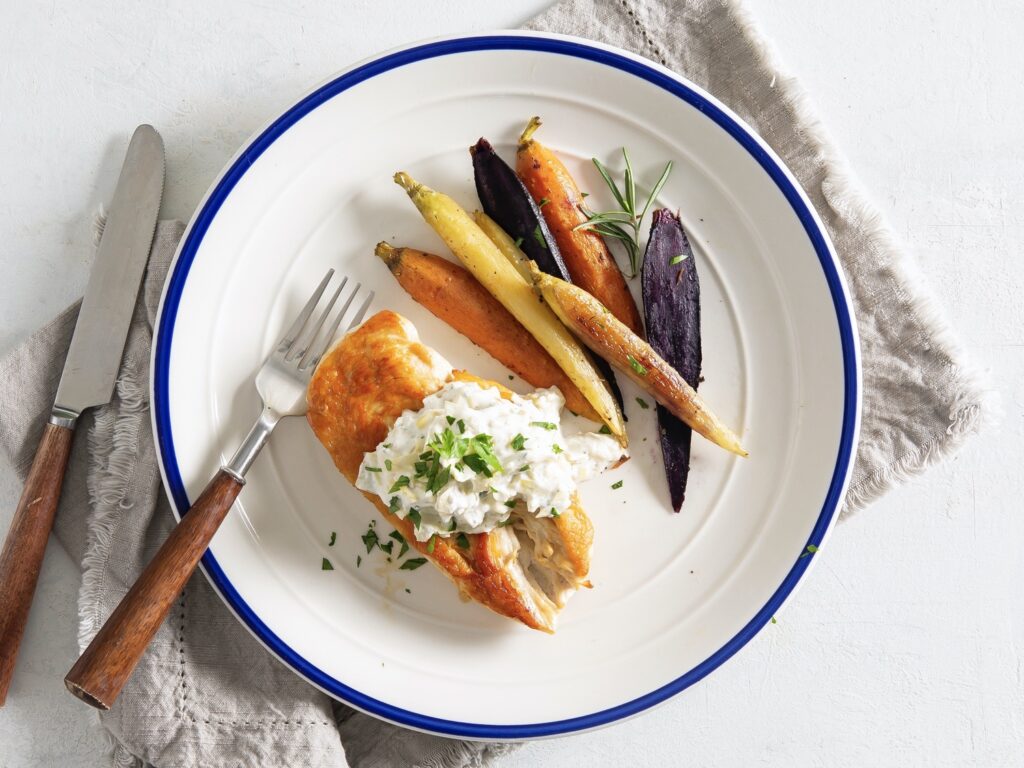 Herb Cheese and Artichoke-Topped Chicken