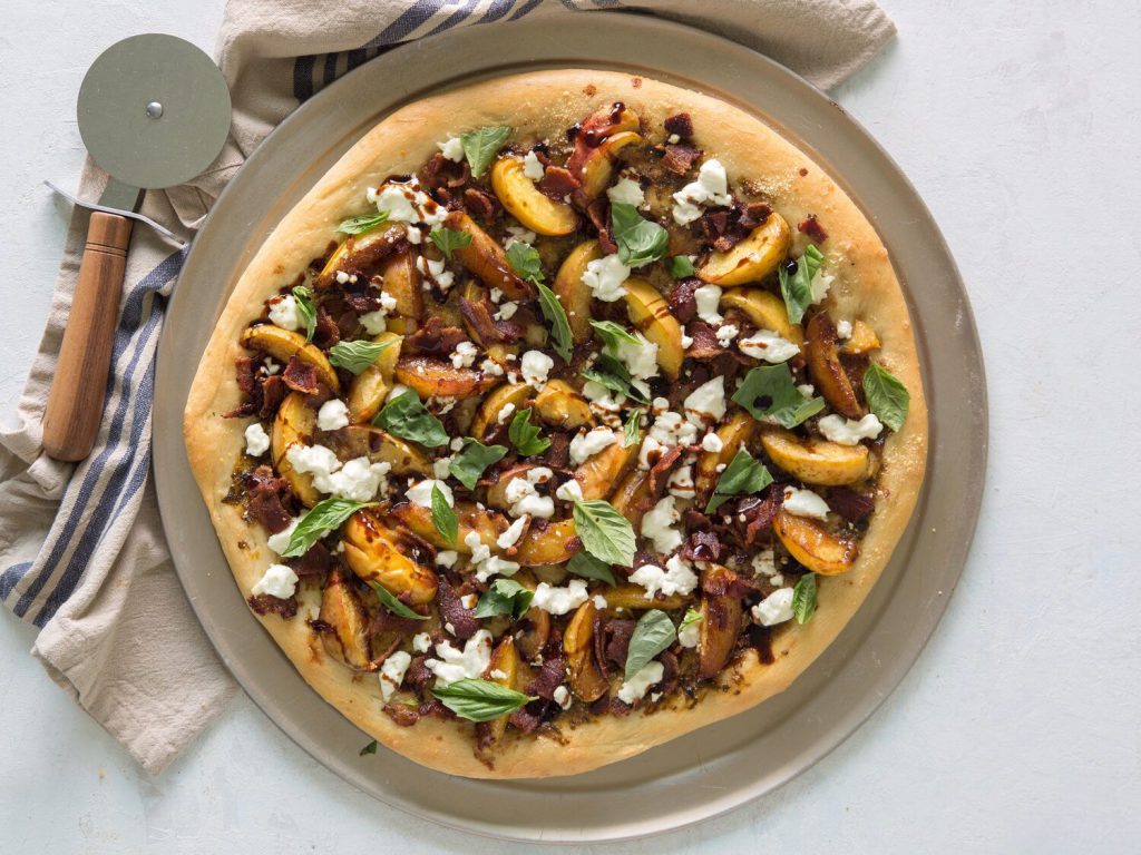 Peaches and Bacon Pizzas