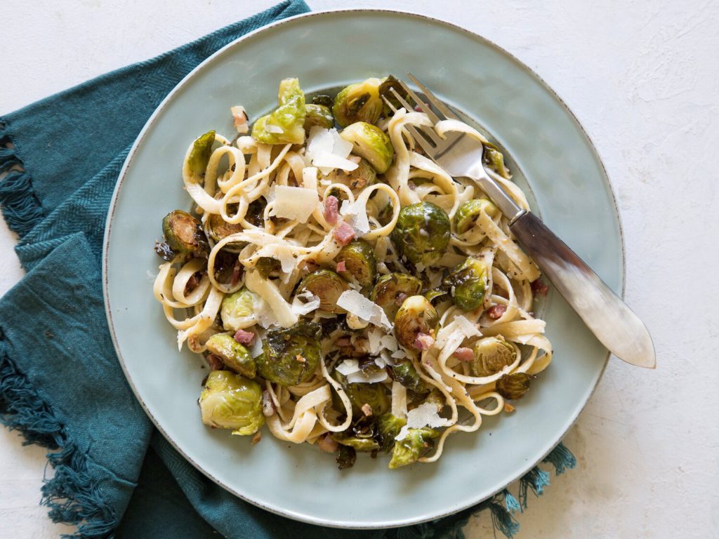 Creamy Brussels Sprouts Fettuccine