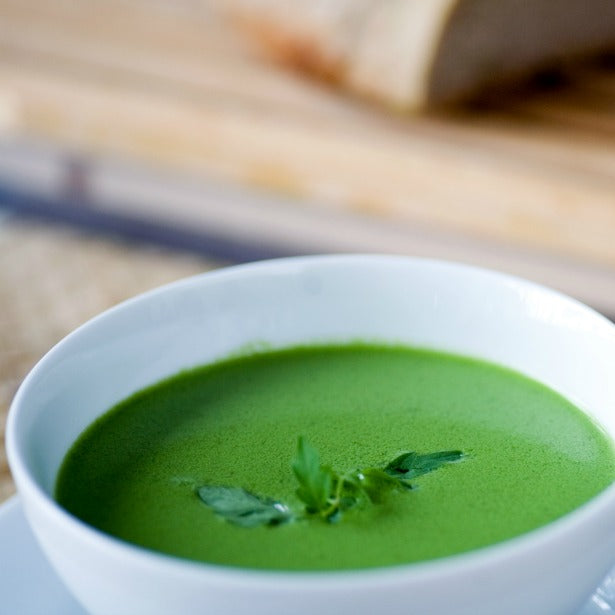 Pea Soup With Morel Cream