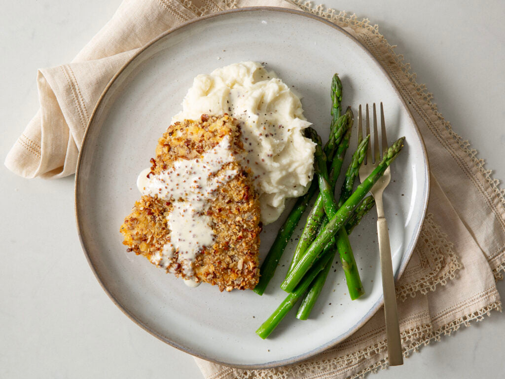 Pecan Crusted Fish with Dijon Cream Sauce