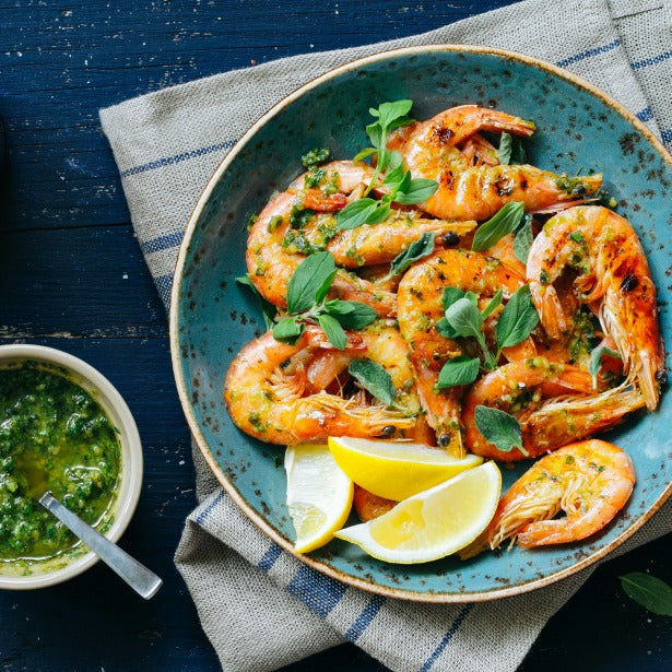 Rosemary Shrimp With Mint Pesto
