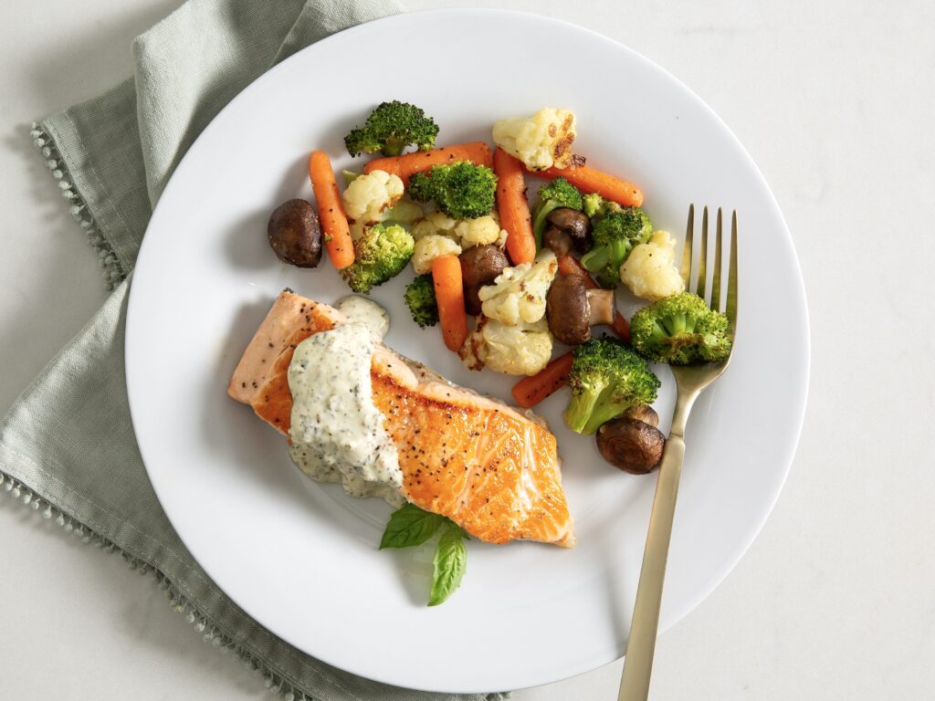 Seared Salmon with Pesto Cream Sauce